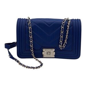 Badgley Mischka Royal Blue Quilted Crossbody Bag